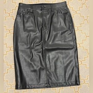 GAP Black Faux Leather Pencil Skirt